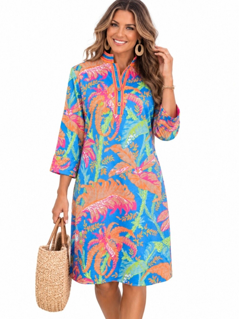 NEW Gretchen Scott Dress Small Blue Pink Paisley Resort Shift NEW Blooming Party